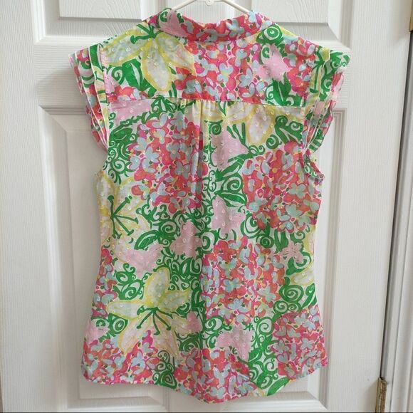 NEW LILLY PULITZER Floral Flutter Sleeve Blouse - Picture 2 of 3